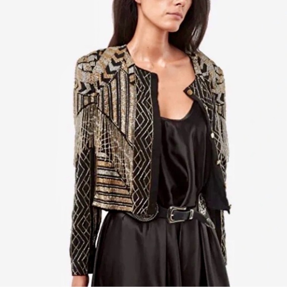 Seta Eclair Sequin Beaded Jacket Black/Gold/Silver Size S NWT - Picture 2 of 7